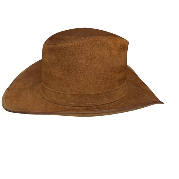 Resistol Western self conforming tawny brown leather suede cowgirl cowboy hat - Picture 5 of 5